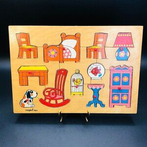 70s Simplex Toys Wooden Cutouts Puzzle Groovy Furniture and Pets